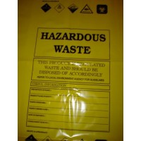 30" x 46" - 500 gauge yellow - Printed Hazardous Waste Bags (100 pack)